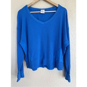 Aerie Blue Waffle Knit Long Sleeve
